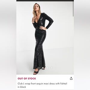 ASOS Club L London black long sleeve sequin formal dress size 4 new with tags